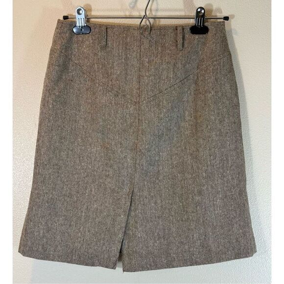 Vivienne Tam 100% Wool Brown Pencil Skirt Women’s Size 4 - Picture 2 of 7